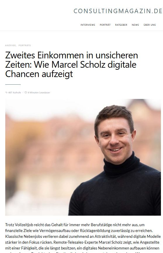 Presseartikel über Marcel Scholz: Consultingmagazin