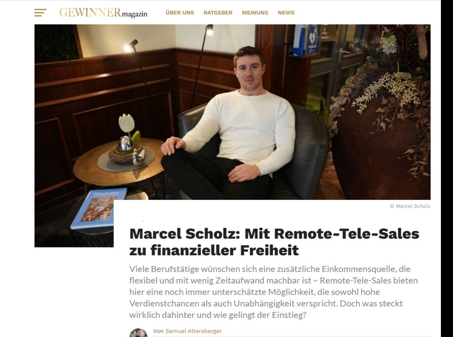 Presseartikel über Marcel Scholz: GEWINNER Magazin
