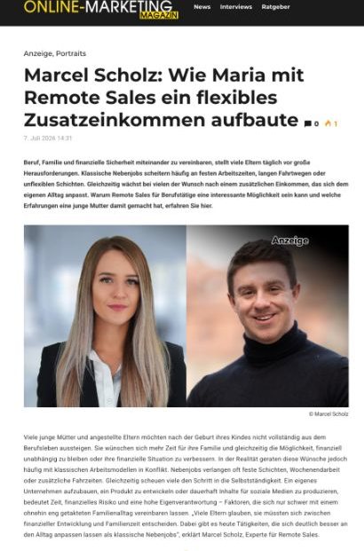 Presseartikel über Marcel Scholz: Online-Marketing Magazin
